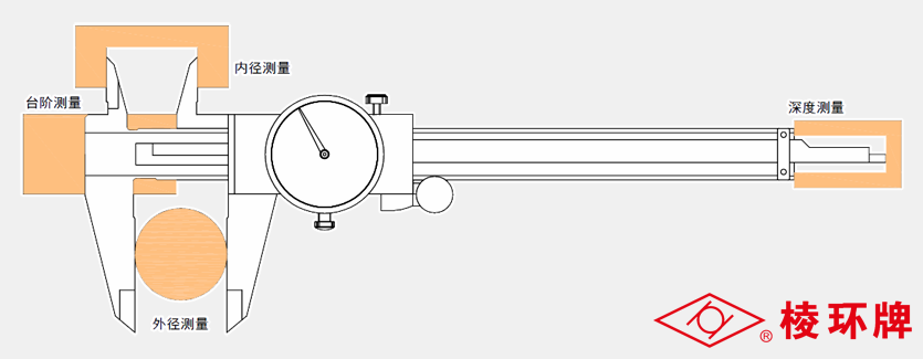棱环牌不锈钢带表卡尺，AB078系列