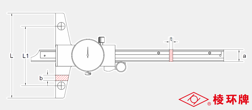 棱环牌不锈钢带表深度卡尺，BB006系列